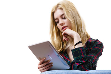 Young woman using tablet