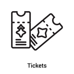 Tickets icon vector sign and symbol isolated on white background, Tickets logo concept