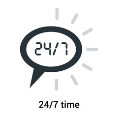 24/7 time icon isolated on white background, 24/7 support and service vector icon