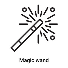 Magic wand icon vector sign and symbol isolated on white background, Magic wand logo concept