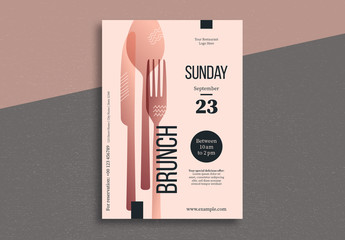 Brunch Flyer Layout with Silverware Illustrations