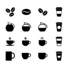 Simple set of flat black coffee icons in vector format - 213712409
