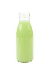 Bottle of green juice isolated