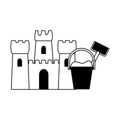 Sand castle with bucket and spatula vector illustration graphic design