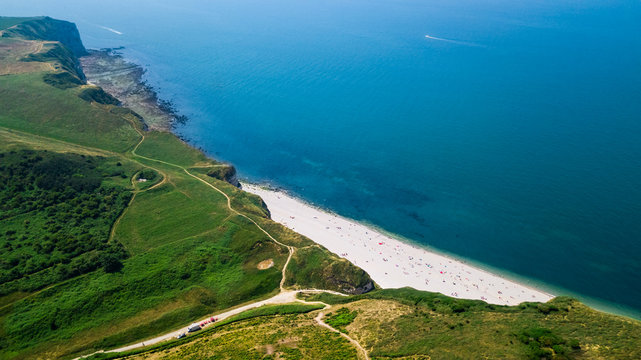 Drone view of Valleuse d'Antifer in Etretat France