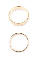 Golden wedding band ring isolated
