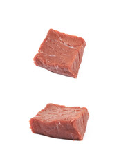Fragment of a raw beef meat isolated