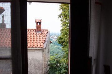 View out of a window in Smartno / San Martino, Brda region, Slovenia