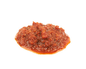Puddle of marinara tomato sauce
