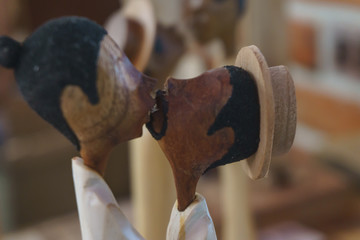 Habana, Cuba - 09 January, 2017: cuban national figures and adornments shop
