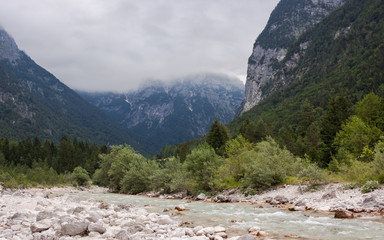 Beautiful Soča river in Triglav national park, Slovenia