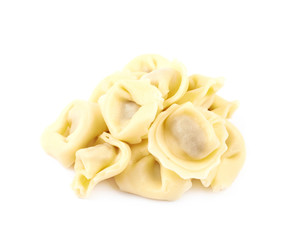 Pile of ravioli pasta isolated