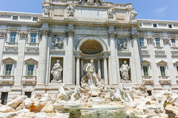 Amazing view of Trevi Fountain (Fontana di Trevi) in city of Rome, Italy