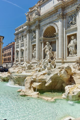Fototapeta na wymiar Amazing view of Trevi Fountain (Fontana di Trevi) in city of Rome, Italy