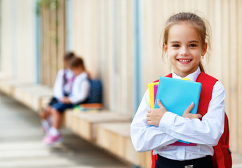 Happy children  girlfriend schoolgirl student elementary school