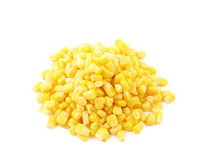 Pile of canned corn isolated