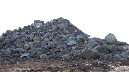 Isolate piles of granite on the ground.