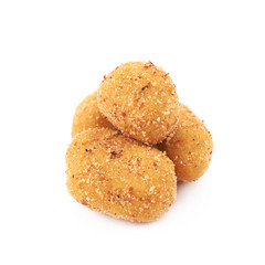 Breadcrumb coated nut pile isolated