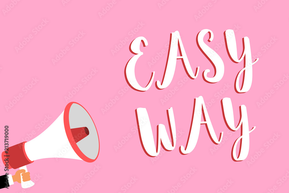 Aufkleber word writing text easy way. business concept for making hard decision between two less and more effo