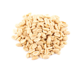 Pile of salted peanuts isolated