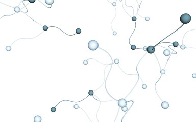 Neural network. Social network. Futuristic dna, deoxyribonucleic acid. Abstract molecule, cell illustration, mycelium. Light background. 3D illustration