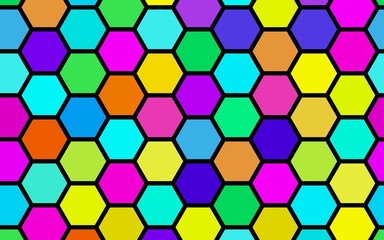 Honeycomb many color, multicolored. Isometric geometry. 3D illustration