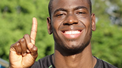 Athletic Male Athlete Pointing