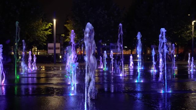 A colorful fountain in the park.