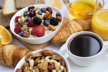 Healthy breakfast on table