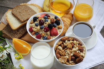 Healthy breakfast on table - 213720077