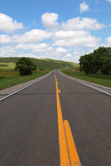 Road trip down a remote rural highway 2 in Nebraska