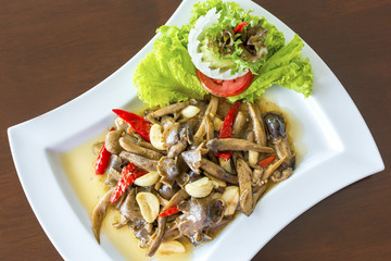 Ehedocn mushrooms fried with oyster sauce the favourite delicious Thai food