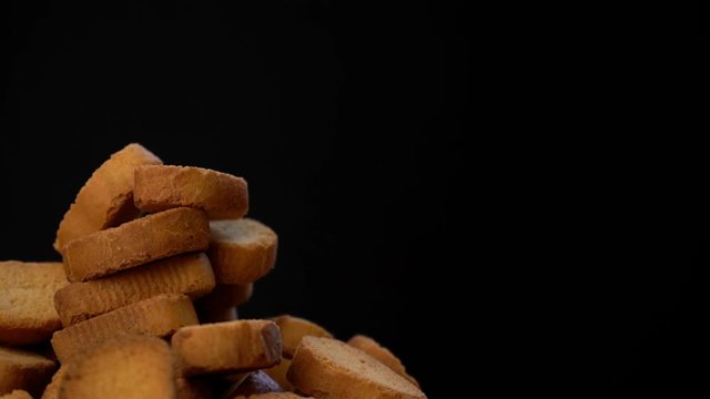 Footage crispy rusk rotate background.