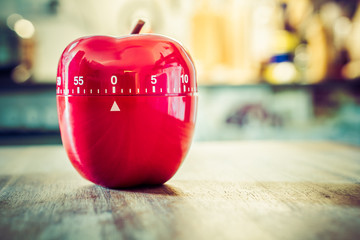 0 Minutes - 1 Hour - Red Kitchen Egg Timer In Apple Shape On A Table