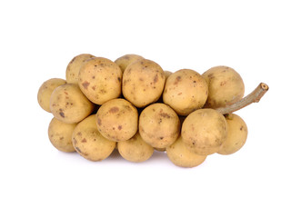 whole fresh long-kong fruit on white background