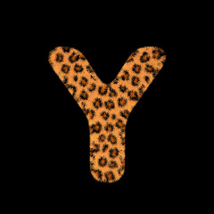 3D Rendering Creative Illustration Leopard Print Furry Letter Y
