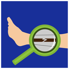 Magnifying glass and bone. illustration of healthy bones