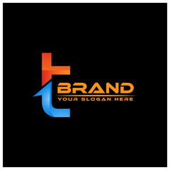 Letter T with number one on black background. logo with a basic gradient, 