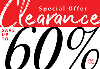Vol. 5 Clearance Sale 60 percent heading design for banner or poster. Sale and Discounts Concept.