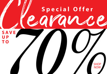 Vol. 5 Clearance Sale 70 percent heading design for banner or poster. Sale and Discounts Concept.