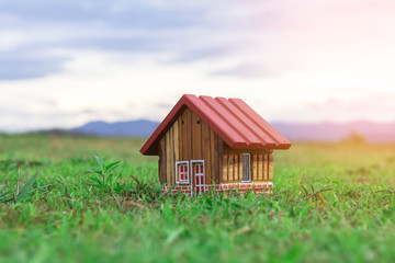 wooden house on grass