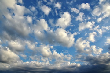 Fototapeta na wymiar Beautiful blue sky with clouds closeup. The storm is approaching