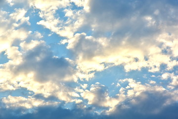 Blue sky with clouds closeup