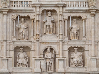 Statues of important figures in the history of Burgos and Castile on the St. Mary Arch - Burgos, Castile and Leon, Spain
