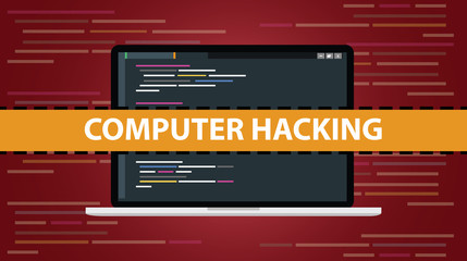 computer hacking concept with code script programming on laptop