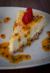 Slice of Passion Fruit Cheese cake