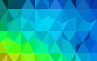 Light Blue, Green vector shining triangular backdrop.