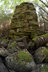 Obraz premium Ruins of an old mill covered with wood 