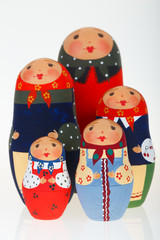 Set of Russian dolls babushka matryoshka isolated on white