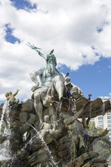 Berlin, Germany - July 01, 2018: Fragment of the Neptune Fountain in the center of Berlin